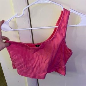 One shoulder neon crop tank top